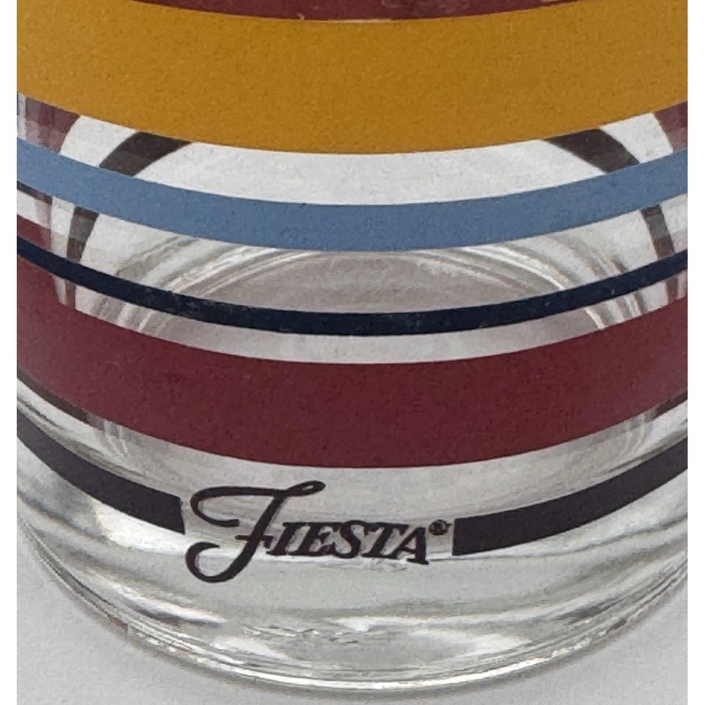 Libbey Fiestaware Tumblers Fiesta Stripes Mambo Drinking Glass 16oz Retired 4 Pc - Picture 5 of 12